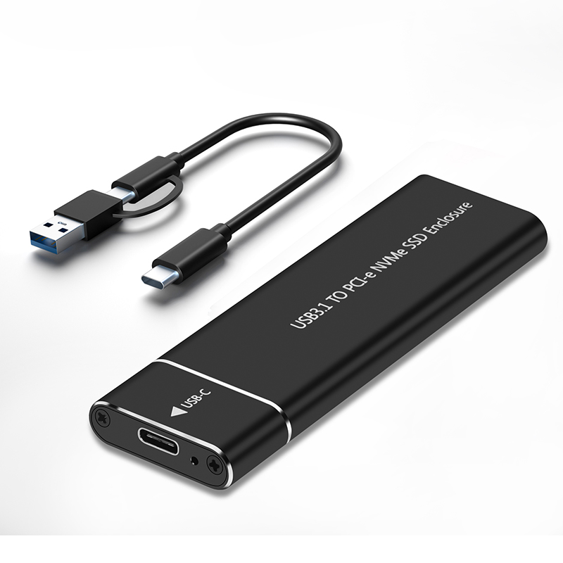M.2 NVMe SSD Enclosure Adapter Aluminum Case USB C 3.1 Gen2 10Gbps to NVMe PCIe External Box for 2230/2242/2260/2280 M2 NVMe SSD: Silver