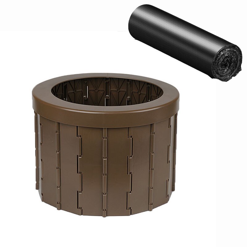 Inodoro plegable portátil para coche, inodoro de Camping, Cubo de viaje, asiento de inodoro para Camping, senderismo y viaje largo: Brown