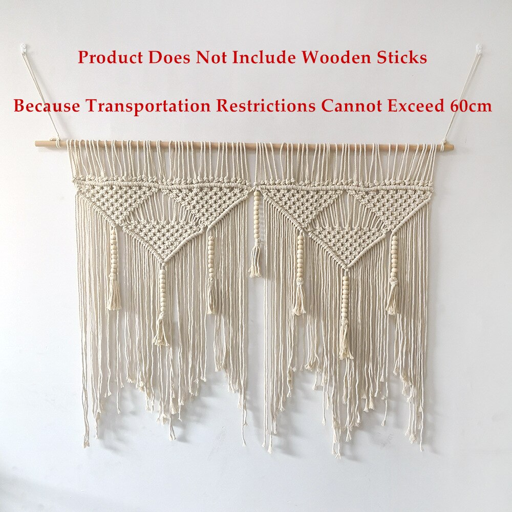 1 kpl iso makramee-seinävaate, boheemi geometrinen, käsintehty tupsukuvioinen kudottu seinävaate, boheemi, makuuhuone, olohuoneen sisustus: Beige