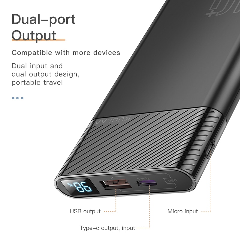 KUULAA PD Power Bank 10000mAh QC 3,0 Power Schnelle Lade tragbare ladegerät Poverbank Für xiaomi mi 9 8 iPhone 11 X pawer bank