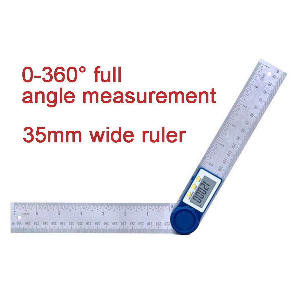 360 Degree Stainless Steel Digital Angle Finder Ruler Measure Angle Length Digital Ruler Protractor Measure Tool Metric Imperial