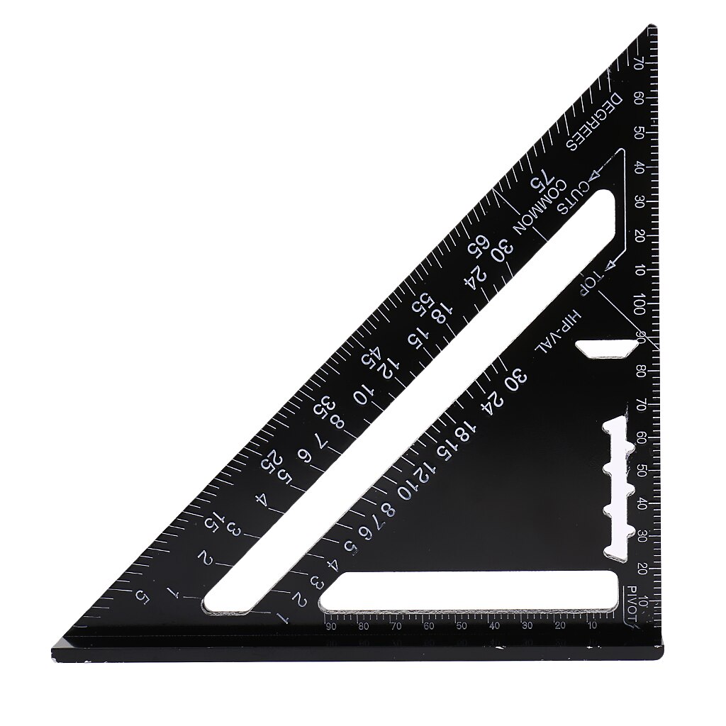 7 Inch Metric Aluminum Alloy Triangle Angle Protractor Black Drawing Tools Setsquare