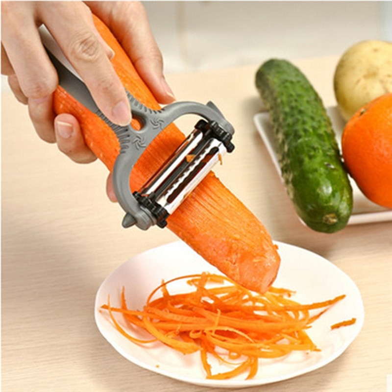 3 in 1 Rotary Fruit Vegetable Carrot Potato Peeler Cutter Slicer Amazing Healthy Multi-purpose Vegetable Peeler Stainless Steel