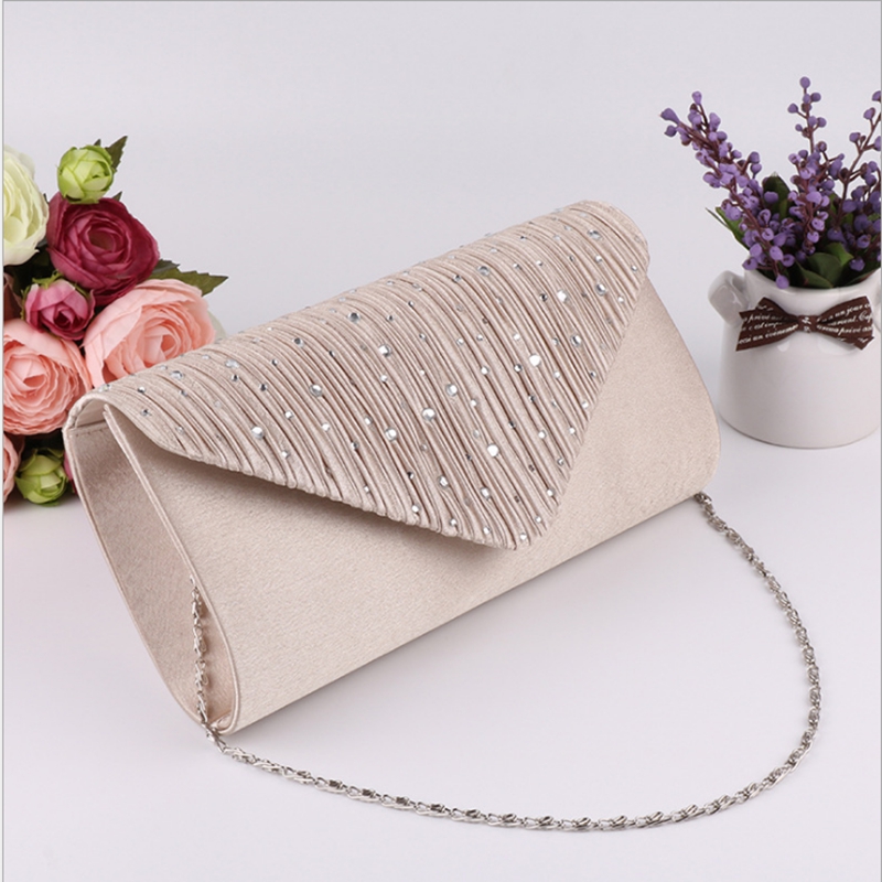 Pochette de soirée en Satin pour femmes, sac à main scintillant pour bal de mariage: D
