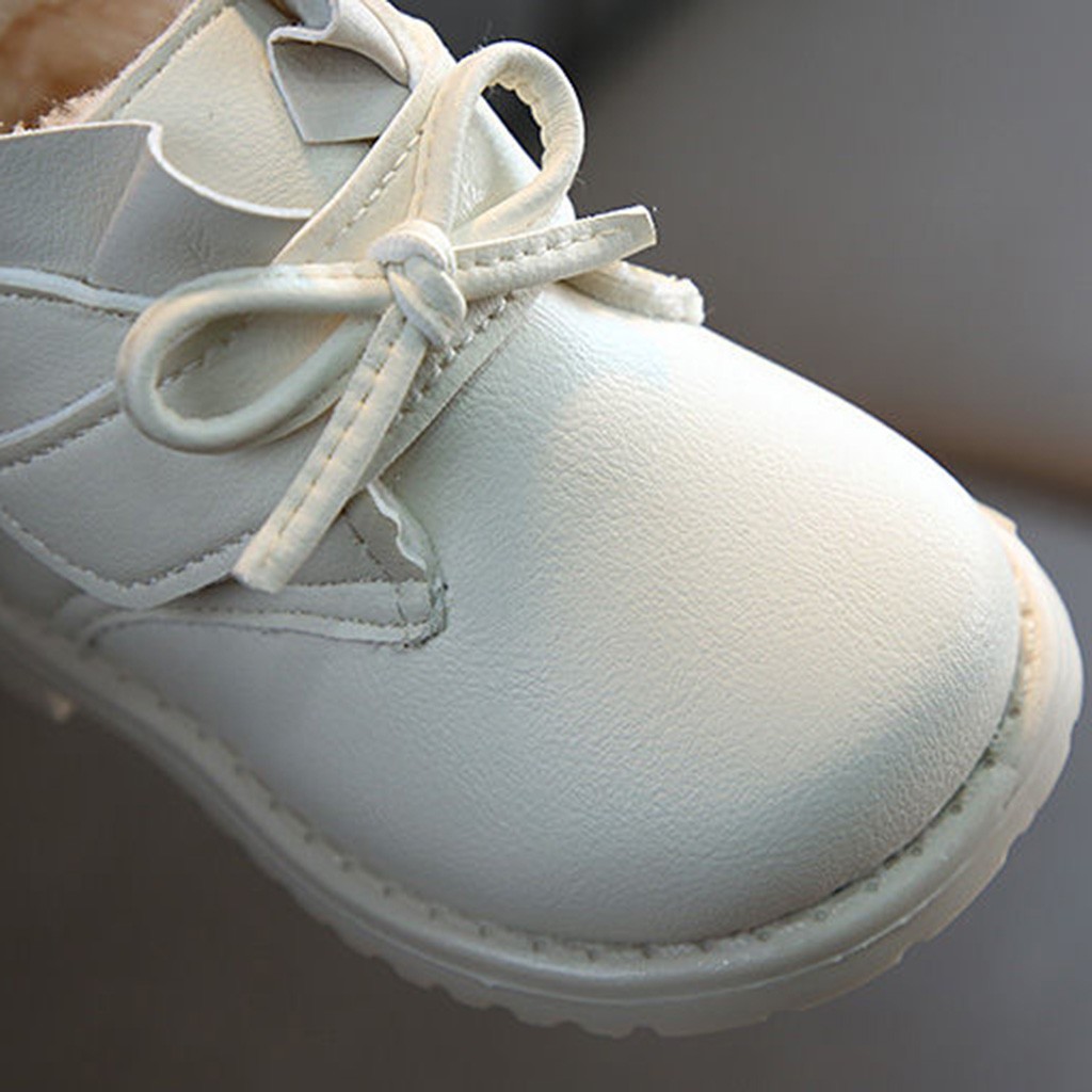 Bota infantil para neve, bota com laço para bebês, de inverno, botas curtas e quentes para meninas