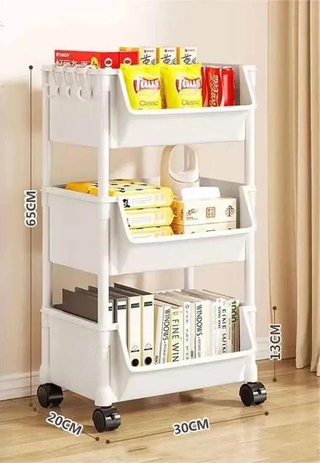Tragbares, bewegliches Lagerregal, mehrstöckiges Wagen-Regal mit schmalem Schlitz und Rädern für Küche, Badezimmer, Wohnzimmer, Bücher, Organizer: Licht Grau