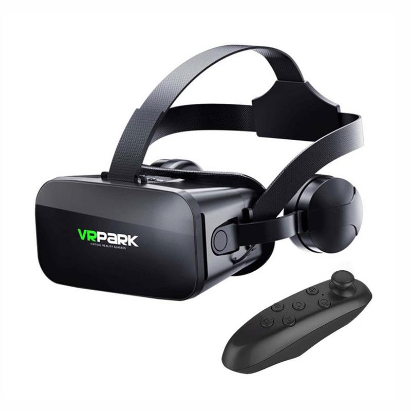 VR Virtual Reality 3D Glasses Box Stereo VR goggles Cardboard Headset Remote Control for IOS Android Smartphone,Wireless Rocker: headset and Handle