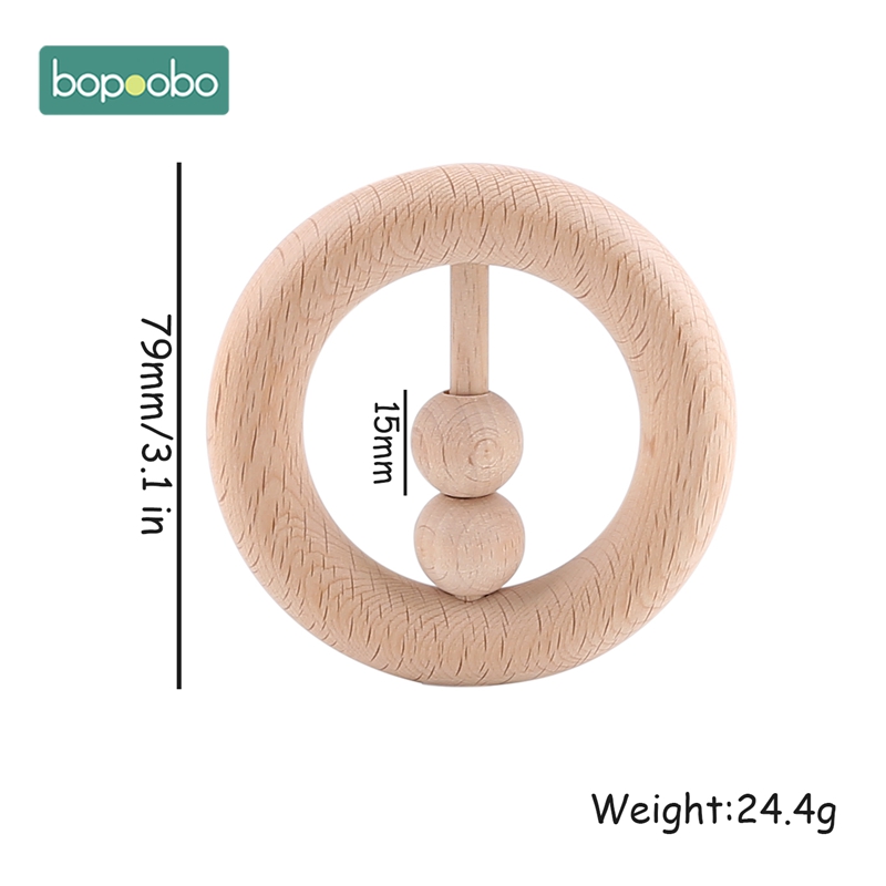 1 Pc Baby Speelgoed Houten Bijtring Food Grade Materiaal Baby Rammelaar Hout Ring Baby Bijtring Wieg Mobiele Peuter Speelgoed Baby rammelaar Voor Kids: Beads Rattle