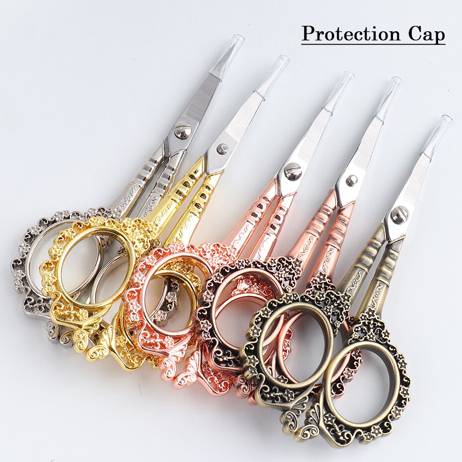 Tijeras para uñas estilo Retro, cortador de pelo de cejas y nariz, tijeras pequeñas de oro rosa para manicura, herramientas de maquillaje JI1852