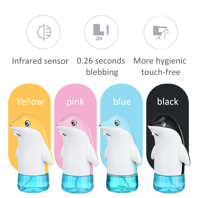 Dispensador de jabón automático con forma de delfín para niños, accesorios de baño para niños, espuma de,dispensador jabon, inducción inteligente, jabón de manos,dosificador jabón,dispensador jabon cocina,viaje,