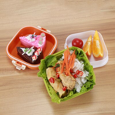 Japanse Stijl Creatieve Basisschool Lunch Doos Leuke Kinderen Lunchbox Afsluitbare Magnetron Dubbellaags Lunchbox