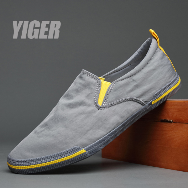 Yiger loafers menn & #39 ;s cavans sko mann vulkaniserte sko vårlette mannlige uformelle slip-on sko kjøresko båt sko: Grå loafers / 43