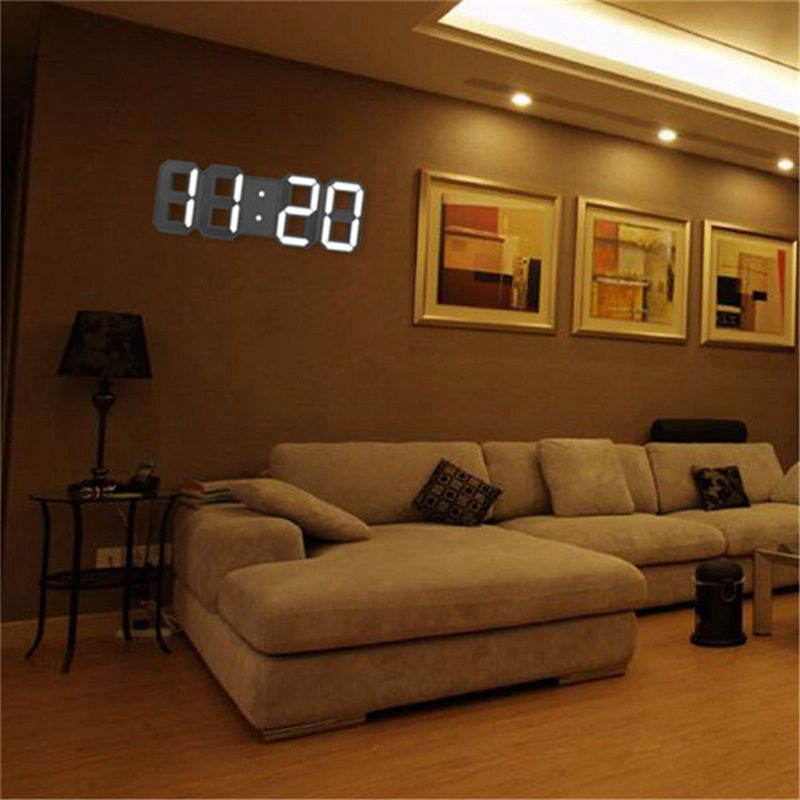 3D LED Wall Clock Modern Digital Alarm Clock Display Home Kitchen Office Table Desk Night Wall Clock 24 Or 12 Hour Display