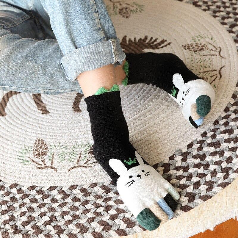 Toddler Baby Kids Girls Boys Cartoon Animal Print Socks Babies Child Animal Five Fingers Sock Hosiery Toe Sock Accessories 7-12T