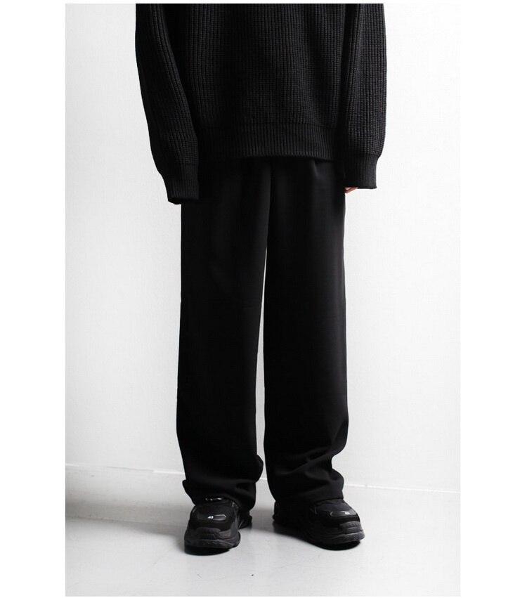 Pendurar para baixo coreano preto solto tubo reto rendas até a cintura perna larga calças casuais calças masculinas: 4XL