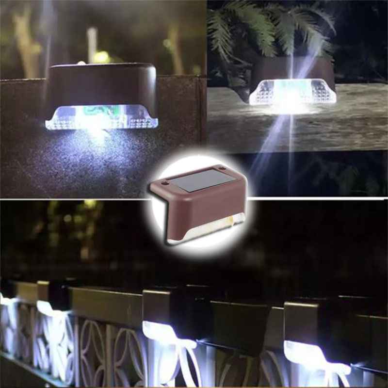 Blanc LED solaire étape lampe chemin escalier extérieur jardin lumières étanche balcon lumière décoration pour Patio escalier clôture lumière: WHITE / 16-20W