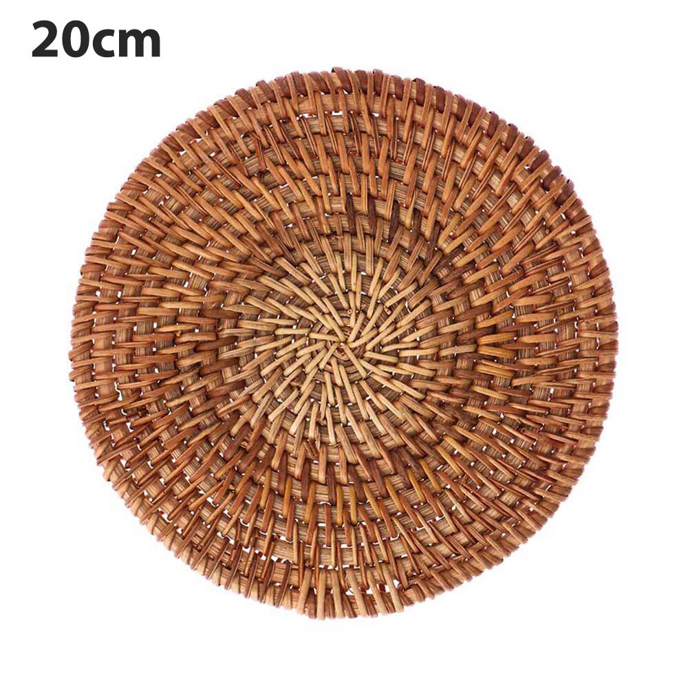 1 Pc Natuurlijke Rotan Onderzetters Placemats Keuken Placemats Ronde Isolatie Kom Pad Tafel Padding Cup Mat Handgemaakte Rotan Coaster: 20cm