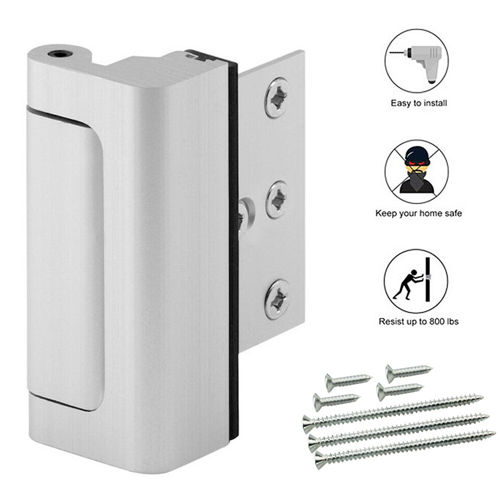 Aluminium Alloy U Door Reinforcement Lock Defender Security Door Stopper: Nickel