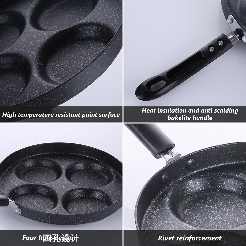 Vier-Gat Omelet Pan Voor Eieren Ham Cake Maker Keuken Benodigdheden Frituren Pannen Koken Pot Non-stick Geen olie-Rook Ontbijt Grill Pan