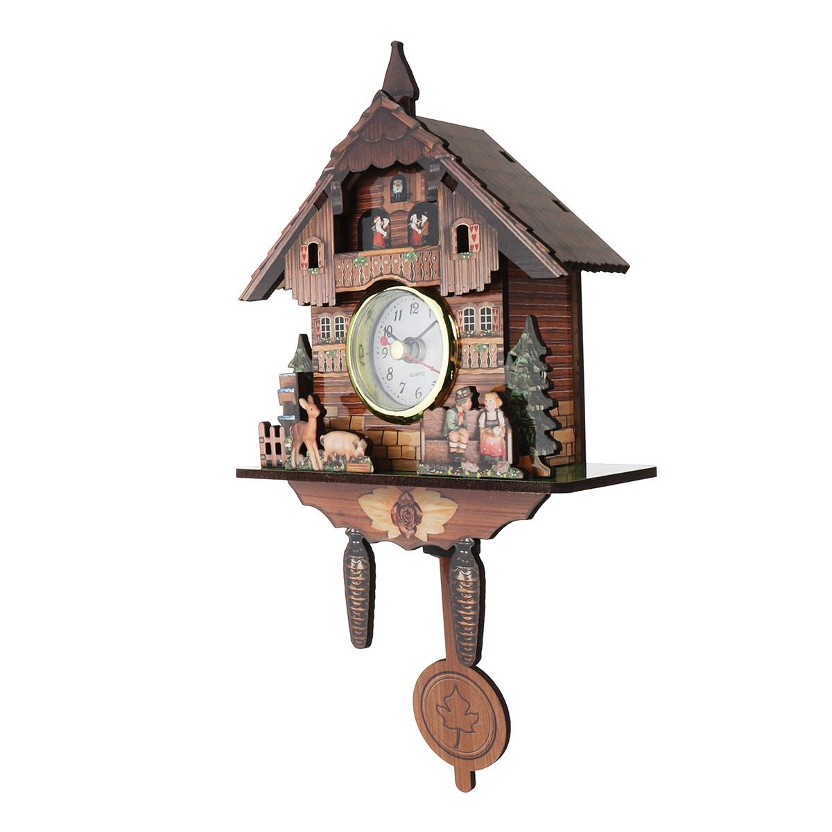 Cuckoo Clock Mount Wooden Wall Clock Alarm Clock Hanging Time Analog Auto Swinging Clock Pendulum Home Decorations: 010