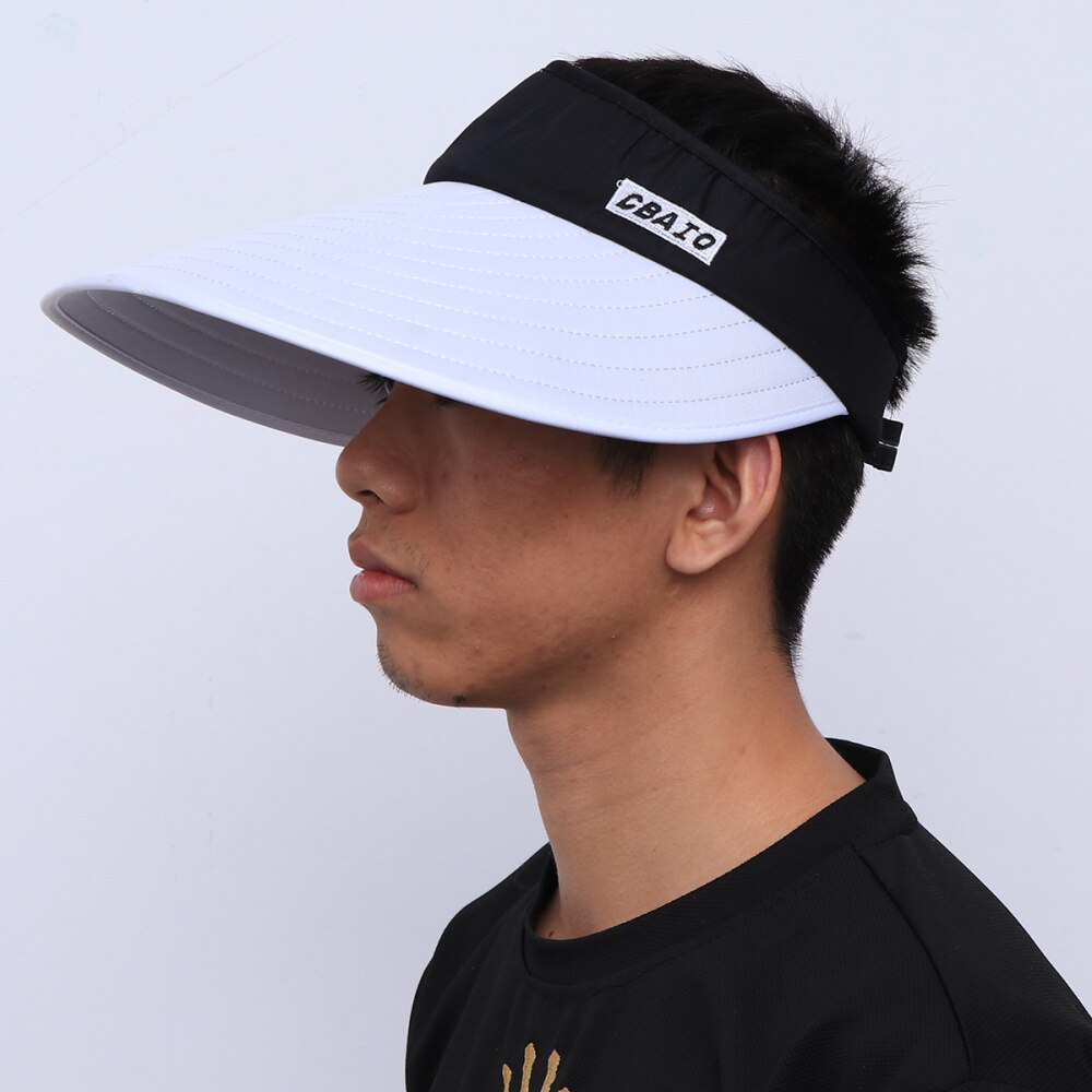 Sports Tennis Cap Summer Outdoor Cap Folding Hat All-matching Cap for Men (White Hat and Black)