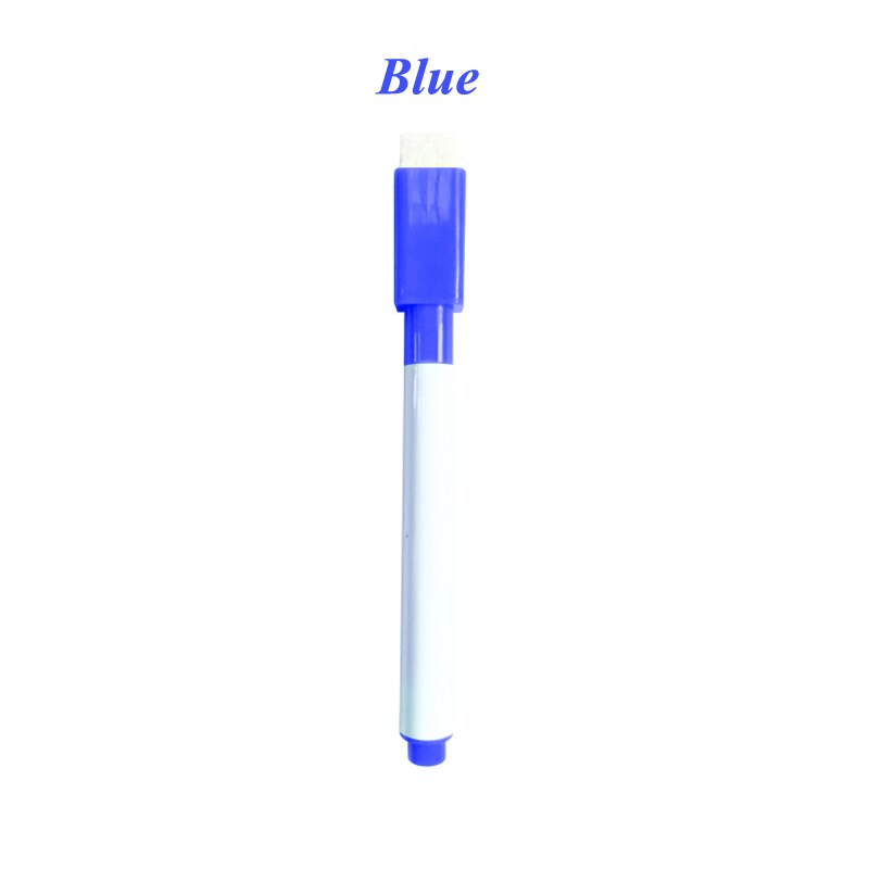 Whiteboard Water Kleur Pennen Magnetische Gum School White Board Nevera Marker Pen Droog Vegen Gum Rubber Borstel Koelkast: Blauw