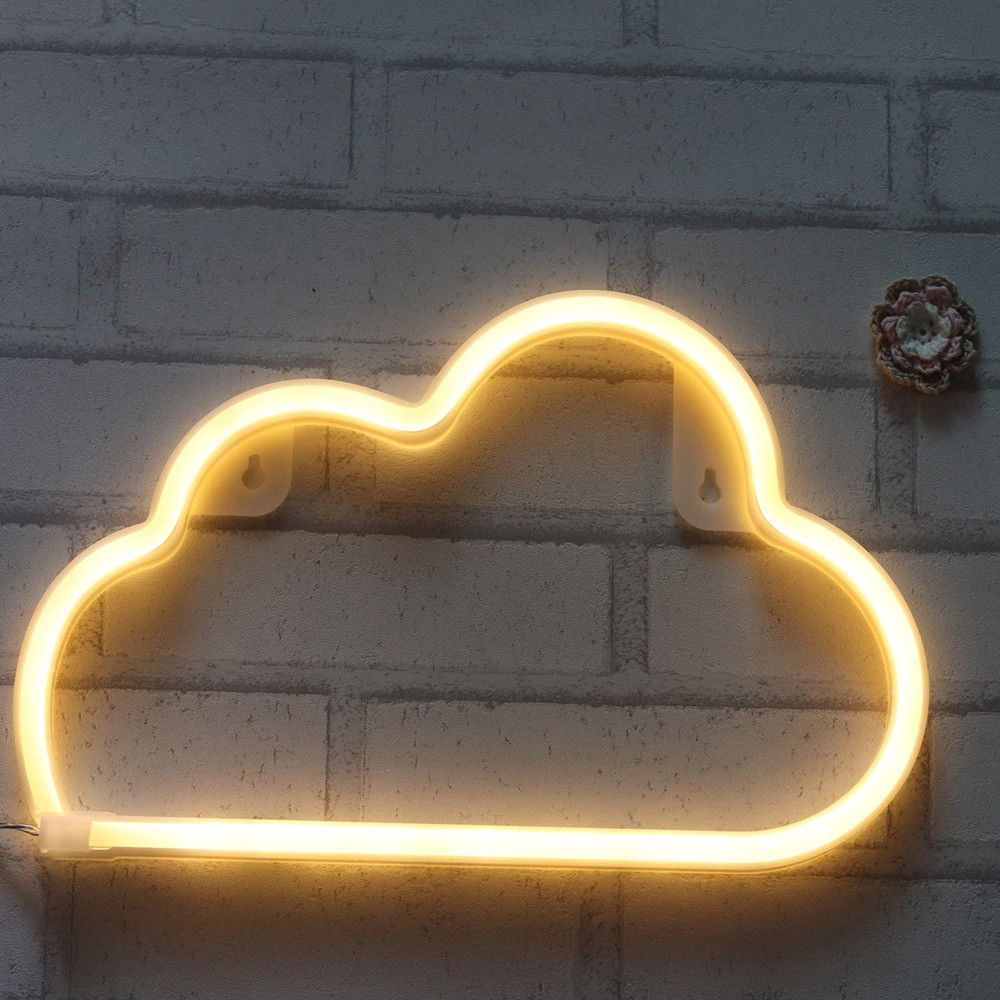 Dekorative LED Wolke Neon- Licht Neon- Nacht Licht Zeichen Zauberstab Kunst Dekor für Haus Hof Küche Baby Mädchen Schlafzimmer Hochzeit dekoration: warm Weiß