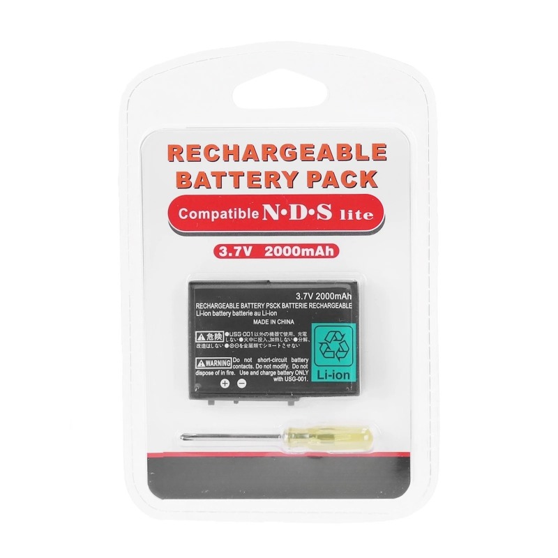 Per Nintendo DS Lite 3.7V 2000mAh Batteria ricaricabile agli ioni di litio Sostituzione batterie integrate con cacciavite: Marrone