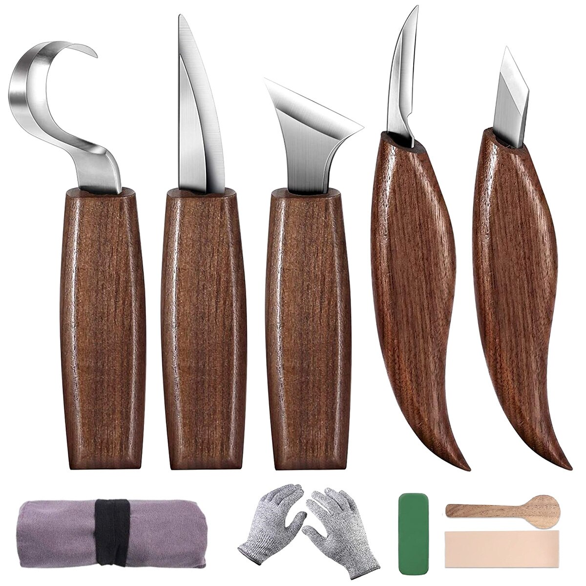 9Pcs Wood Carving Tools Set Chisel Woodworking Cutter Hand Tool Set Wood Carving Knife DIY Peeling Woodcarving Carpenter Tools: Default Title