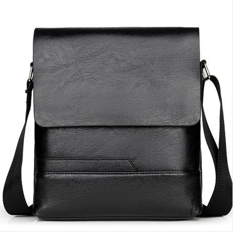 Heren schoudertas vintage leren messenger bags crossbody tassen heren eenvoudig casual zakelijk heren handtas: Zwart