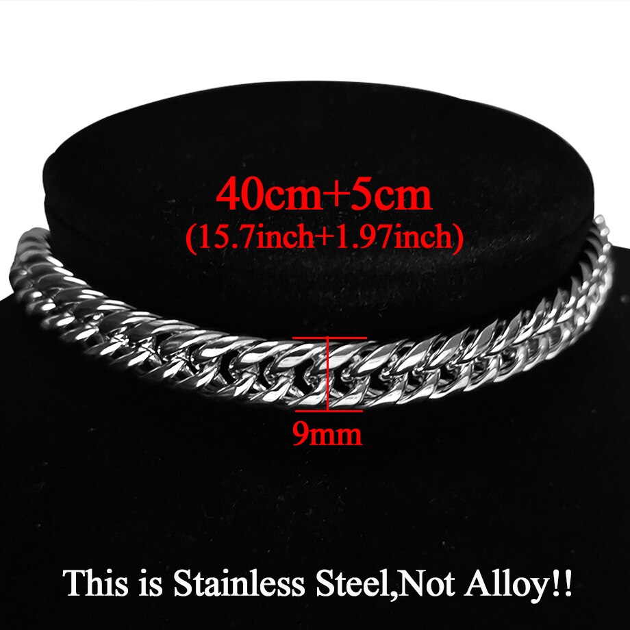Punk Stainless Steel Choker Necklace For Women Silver Color Short Big Thick Neck Chain Chokers Necklaces Jewelry Neckless: XL801STS40