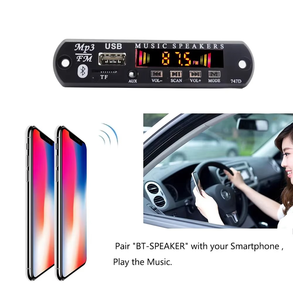 Bluetooth 5.0 MP3-Player Decoder Board FM Radio TF USB 3,5 mm AUX-Modul Bluetooth-Empfänger Carkit Audio V20
