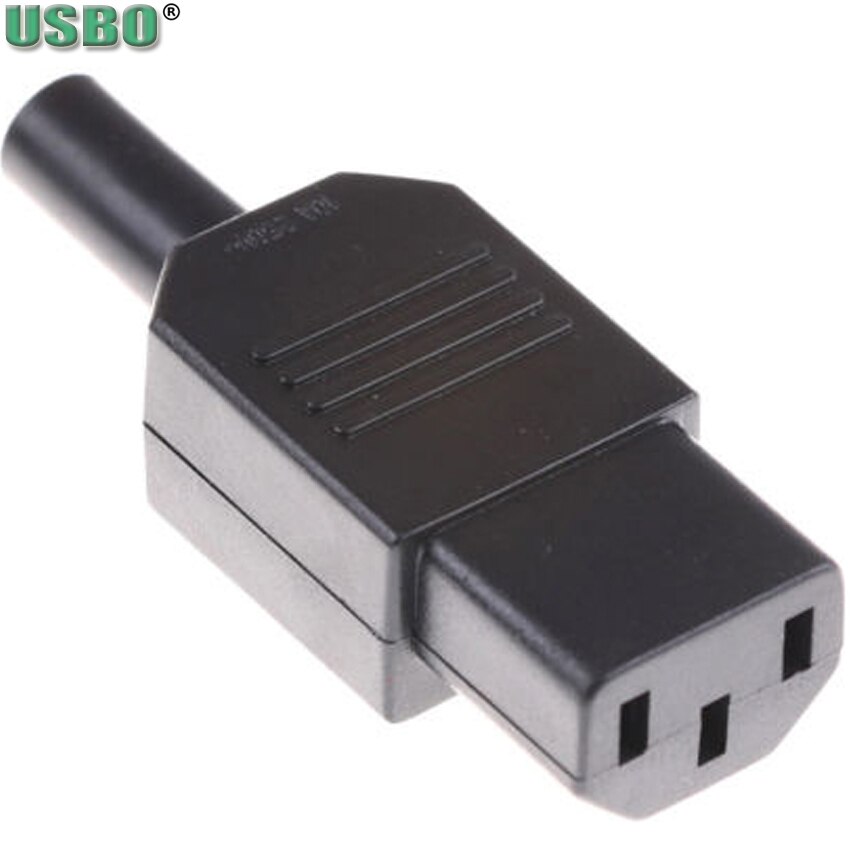 Negro CE 10A 250V IEC320 C13 C14 hembra enchufe reutilizable PDU UPS receptáculo de Cable de alimentación conector alámbrico 3 pin AC hembra