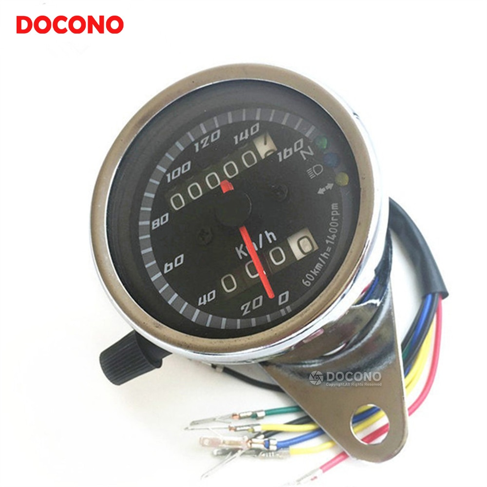 Universele Motorfiets Snelheidsmeter Kilometerteller 12V Motorfiets Dual Speed Meter Met Led Indicator Snelheidsmeter Motorfiets