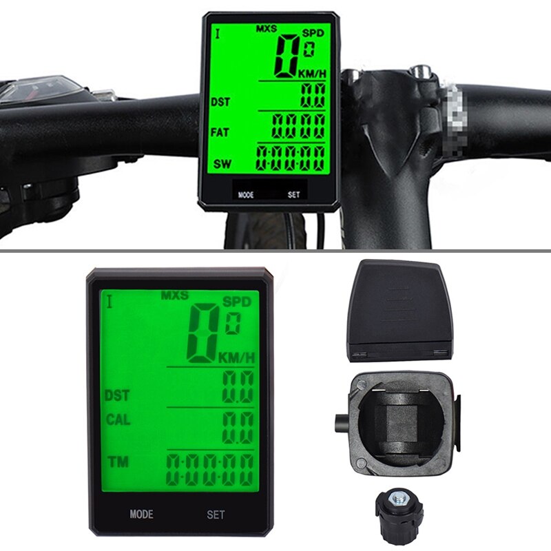 2.8 pouces compteur de vitesse Cycle vélo anglais fil/sans fil étanche ordinateur LCD odomètre compteur de vitesse avec support d'extension: Wireless