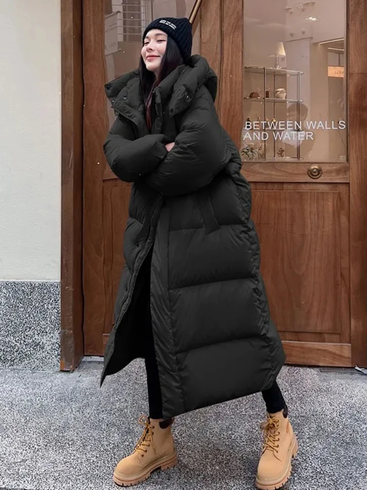 Wärmer Winter rosa Kapuze lange Parka Chaqueta dicke Wind dichte Parca Mantel lässig Schnee tragen Baumwolle gepolsterte Frauen Jaqueta
