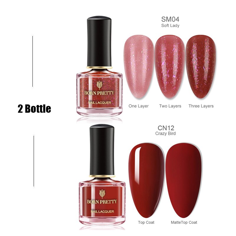 Geboren Pretty 2 Pcs Nagellak Set 6 Ml Shining Mica Transparant Rood Oranje Glinsterende Nail Art Polish Vernis manicuring: 2PCS Set 04