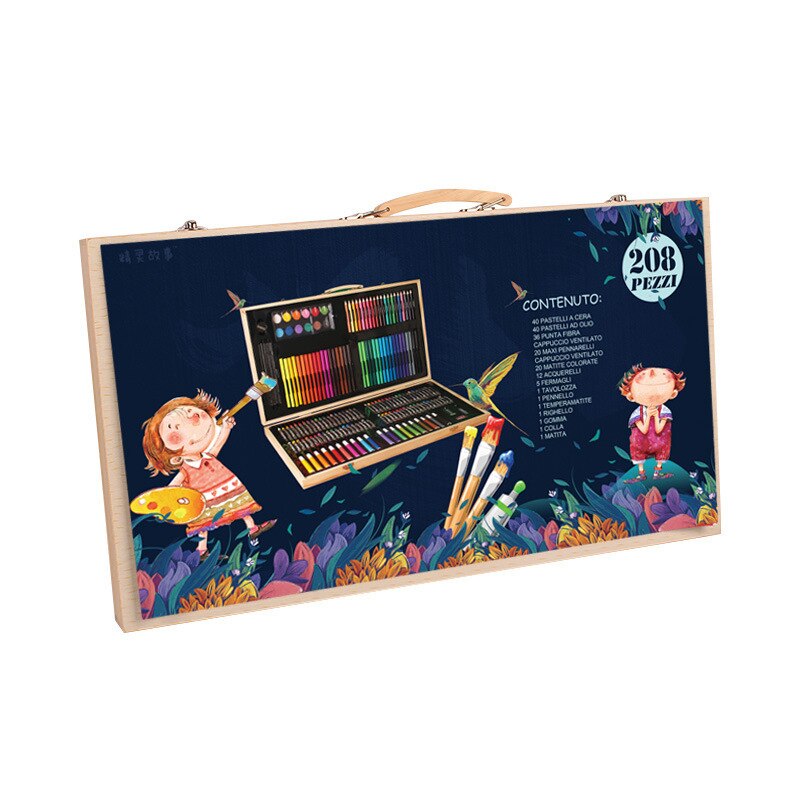 180pcs wooden box brush set children's watercolor pen painting tool girl art supplies painting material set student