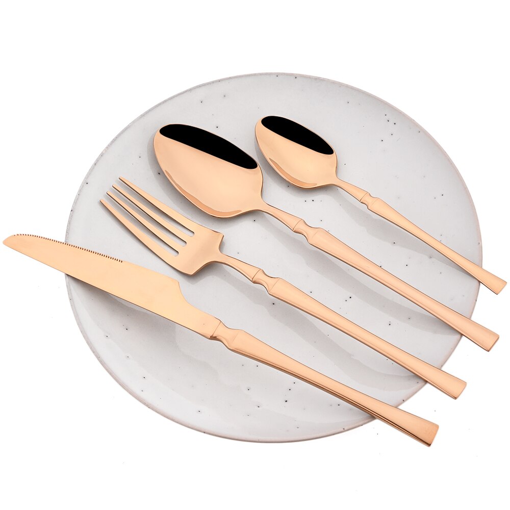 16 -teiliges rosen-essbesteck-set, bestehend aus messer, gabel, kaffeelöffel, edelstahlbesteck und küchenaccessoires im westlichen stil
