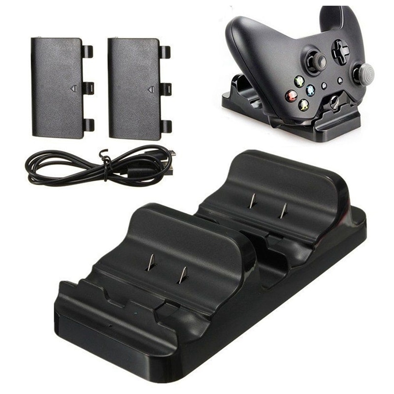 Dual Charging Station Dock Stand + 2 Battery For X box One Wireless Controller: Default Title