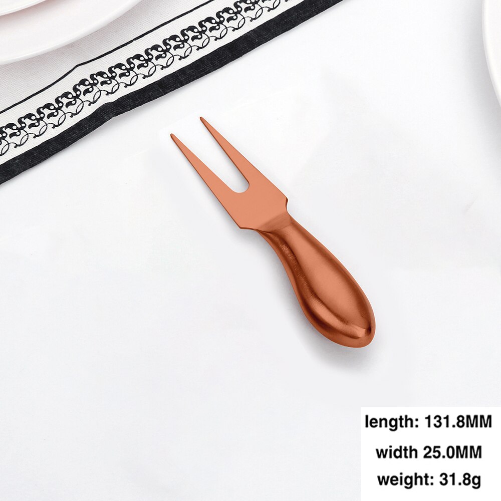 1Pcs Kaas Tool Gold Kaas Slicer Cutter Mes Creatieve Kaas Raspen Cake Spatel Boter Messen Vlees Vork Keuken Servies: Rose Meat Fork