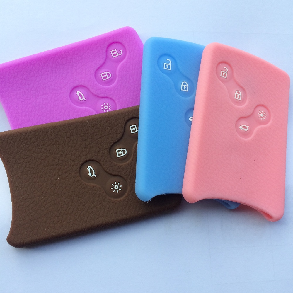 Silicone rubber car key cover case for Renault Clio Logan Megane 2 3 Koleos scenic card 4 button remote key