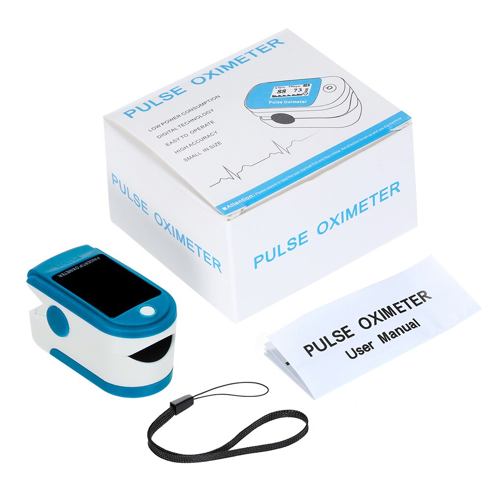 Blood Oxygen Monitor Pulsoxymeter Zuurstofverzadiging Monitor Oximeter Hartslagmeter Zonder Batterij: Blauw