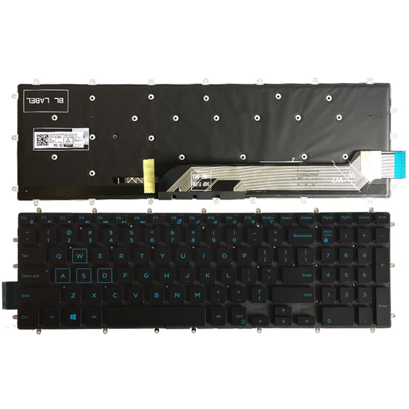 US laptop keyboard for Dell Inspiron 15-5565 15-5567 15-5568 Gaming 17-5765 17-5767 keyboard layout blue/white/red Backlit: Blue