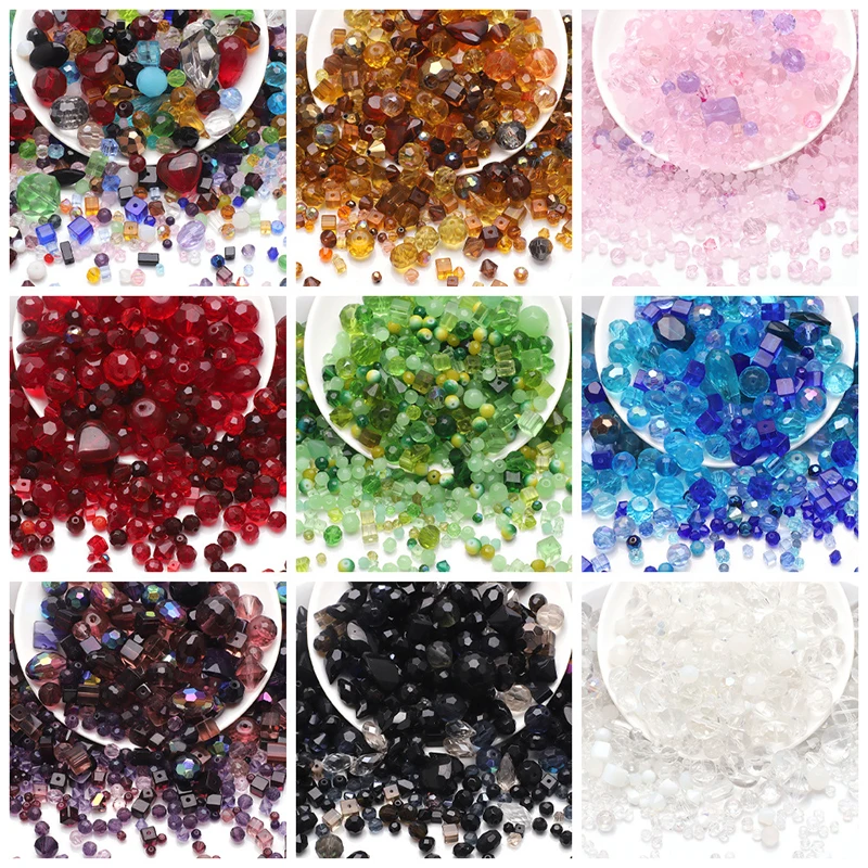 Cuentas de cristal con forma de tamaño mixto, cuentas de vidrio facetadas multicolores, cuentas espaciadoras sueltas para fabricación de joyería, collar de pulsera DIY