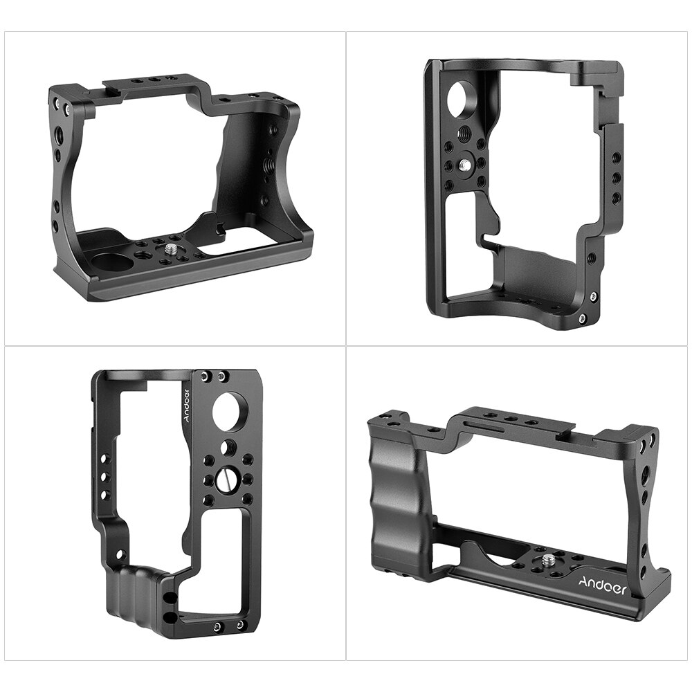 Andoer Camera Cage Aluminium Met 1/4 + 3/8 Inch Schroef Koude Schoen Mount Compatibel Met Canon Eos M50 Dslr camera