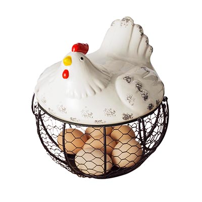 Keramische eierhouder kippengaas eiermand fruitmand collectie keramische kippenornamenten decoratie keuken opberggereedschap: 1
