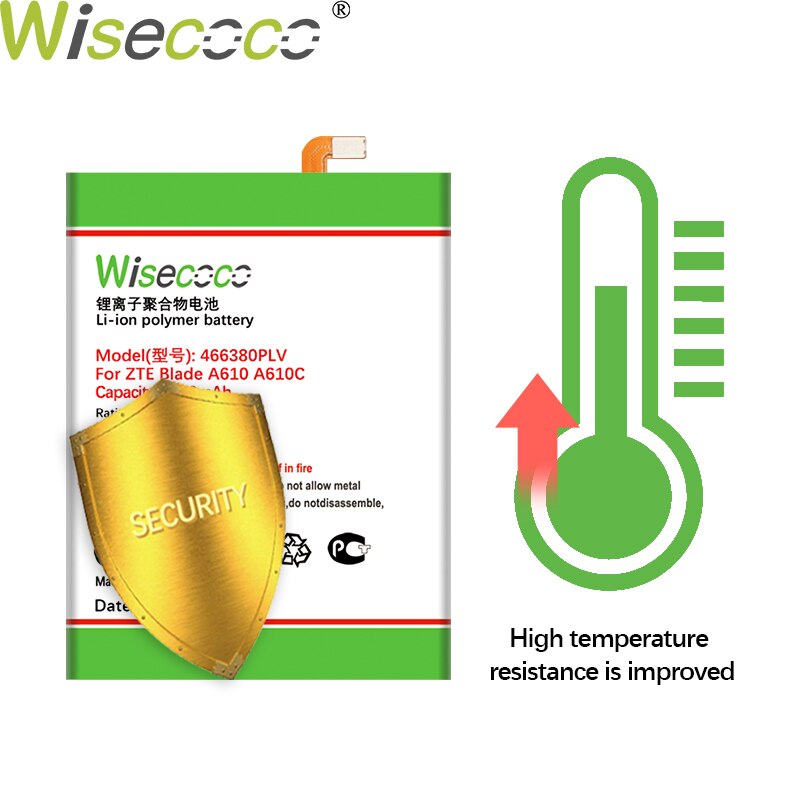 WISECOCO 5250mAh 466380PLV 466380PVL Battery For ZTE BLADE A610 A610C A610T BA610C BA610T Mobile Phone Latest Production Battery