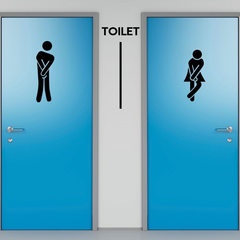 WC Toilet Entrance Sign Door Stickers For Public Place Home DecorCreative Pattern Wall Decals DIY Vinyl Mural Art Removable Glue