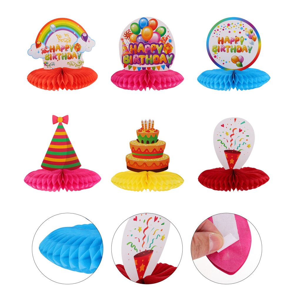 6pcs Birthday Decoration Set Paper Fans Flowers Circle Paper Garland for Party